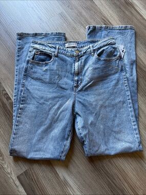 GUESS Light Blue and metallic Relaxed Straight Denim Jeans